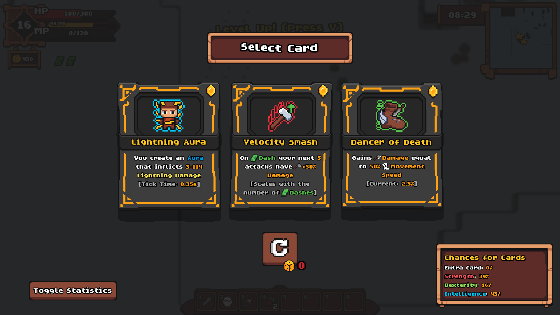 screenshot showing the card system